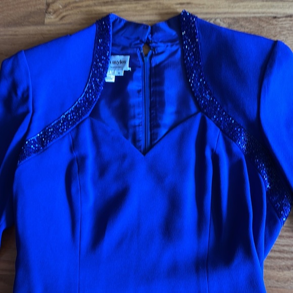 Vintage 80s / 90s Morton Myles beaded Cocktail dress size 8 Electric Blue - Picture 4 of 11